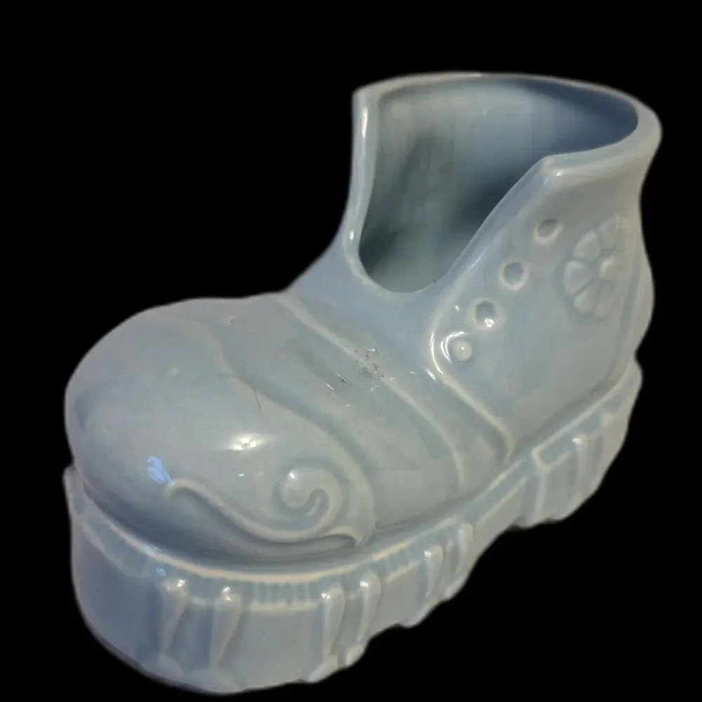 Vintage 40's Funky Ceramic Blue Baby Boot Planter Cameron Clay USA MCM‎